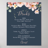 Poster Eucalyptus Garden Rose Floral Mariage Menu Boisson (Devant)