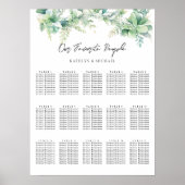 Poster Eucalyptus Garden Wedding 15 Table Seating Charts (Devant)