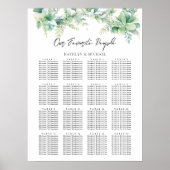 Poster Eucalyptus Garden Wedding 16 Table Seating Charts (Devant)