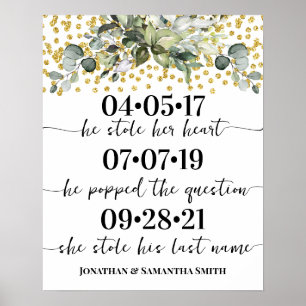 Poster Eucalyptus Gold Best Day Mariage Date Oui Day