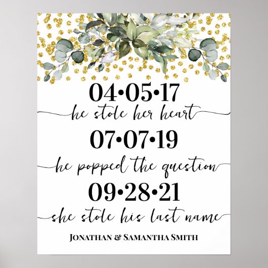 Poster Eucalyptus Gold Best Day Mariage Date Oui Day (Devant)