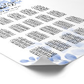 Poster Eucalyptus Gold Dusty Blue Mariage carte de siège (Coin)