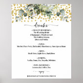 Poster Eucalyptus Gold Mariage Boissons Menu Signer (Devant)