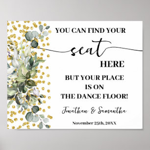 Poster Eucalyptus Gold Trouvez Votre Siège Mariage Récept