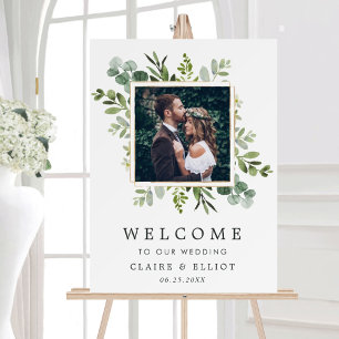 Poster Eucalyptus Green Foliage Photo Mariage Bienvenue