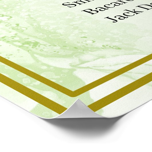 Poster Eucalyptus Green Gold Foliage Mariage Bar Menu (Coin)