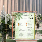 Poster Eucalyptus Green Gold Foliage Mariage Bar Menu