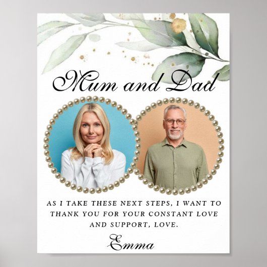 Poster Eucalyptus Green Parents of the Bride Cadeau (Devant)