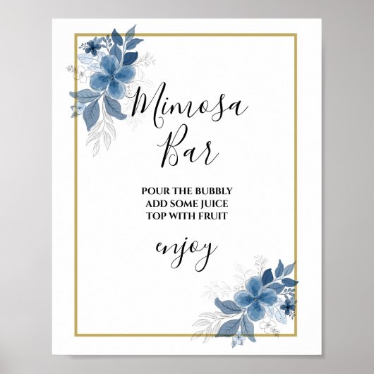 Poster Eucalyptus Greenery Bridal Shower Mimosa Bar Sign (Devant)