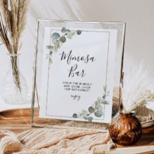 Poster eucalyptus greenery bridal shower mimosa sign