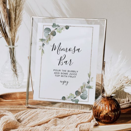 Poster eucalyptus greenery bridal shower mimosa sign