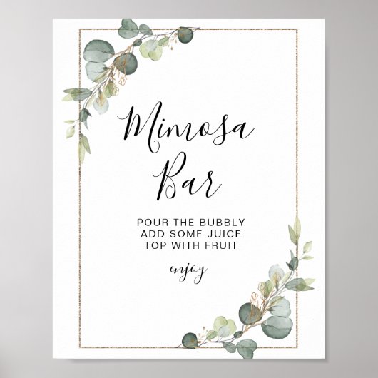Poster eucalyptus greenery bridal shower mimosa sign (Devant)