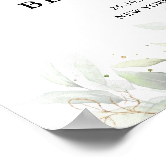 Poster Eucalyptus Greenery Gum Mariage botanique Bienvenu (Coin)