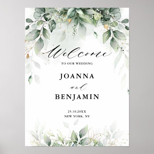 Poster Eucalyptus Greenery Gum Mariage botanique Bienvenu (Devant)