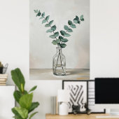 Poster Eucalyptus in Glass Vase a Minimal Botanical Wall  (Bureau à domicile)