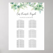Poster Eucalyptus Jardin Mariage 6 Table Seating Charts (Devant)
