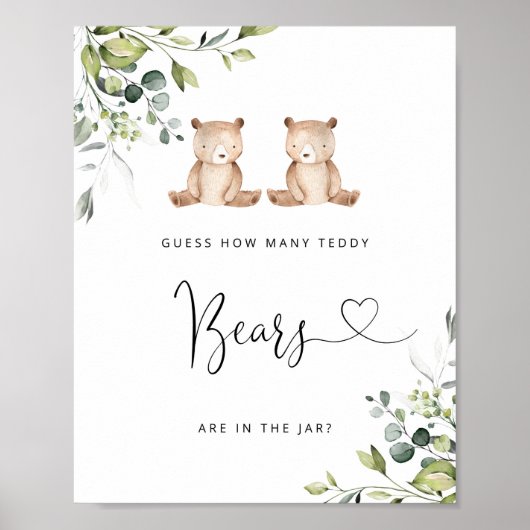 Poster Eucalyptus jumeaux devinez combien de nounours (Devant)