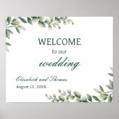 Poster Eucalyptus Leaves Elegant Wedding Welcome Sign (Devant)