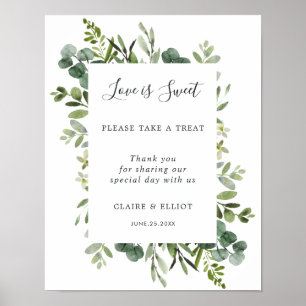 Poster Eucalyptus Love is Sweet Mariage Dessert Bar Panne