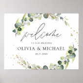 Poster Eucalyptus Mariage de verdure Bienvenue Élégant Sc (Devant)