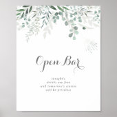 Poster Eucalyptus Mariage de verdure minimaliste Open Bar (Devant)