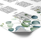 Poster Eucalyptus mariage floral plan table parti/mariage (Coin)