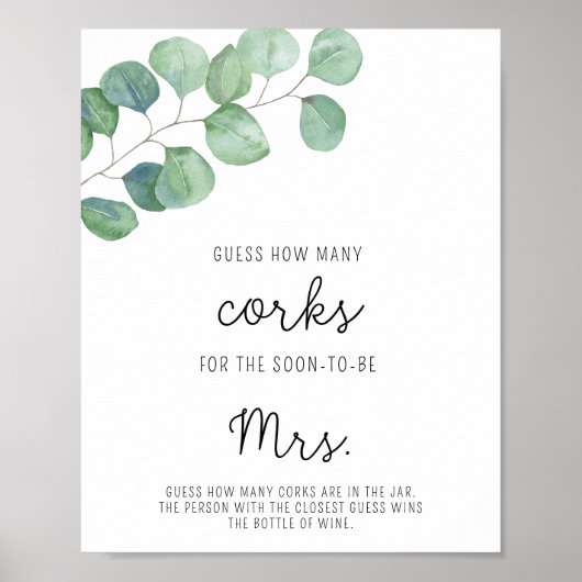 Poster Eucalyptus - Mariage Guess combien de bouchons  (Devant)