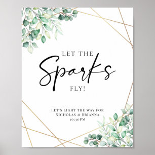 Poster Eucalyptus Mariage Sparkler vert Envoyer