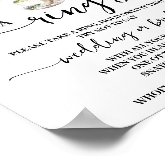 Poster Eucalyptus Matcha Put a Ring on Shower Game Sign (Coin)