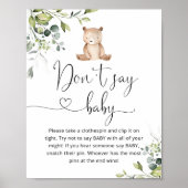 Poster Eucalyptus ours Ne pas dire jeu de baby shower (Devant)