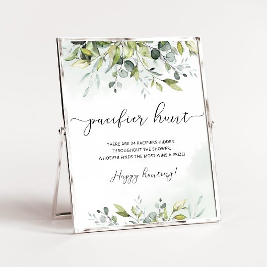 Poster Eucalyptus Pacifier chasse jeu de baby shower