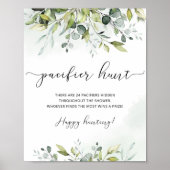 Poster Eucalyptus Pacifier chasse jeu de baby shower (Devant)