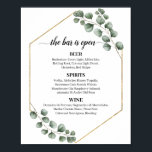 Poster Eucalyptus Parties scintillant de verdure Barre Ma<br><div class="desc">Verdure Eucalyptus Parties scintillant Cadre Calligrapie Mariage Bar Menu Panneau</div>