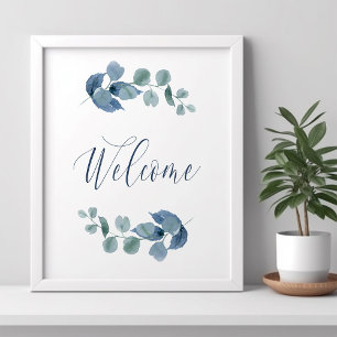 Poster Eucalyptus Poussiéreux Feuillage Aquarelle Simple