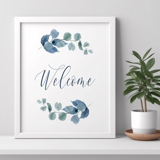 Poster Eucalyptus Poussiéreux Feuillage Simple Aquarelle