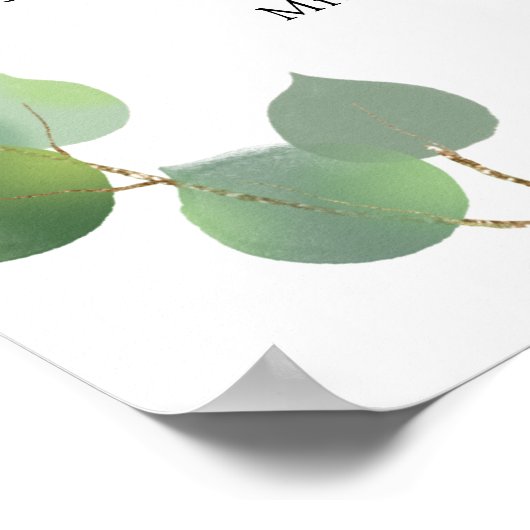 Poster Eucalyptus programme de mariage vert calendrier (Coin)