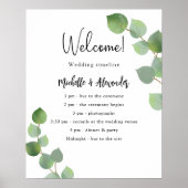 Poster Eucalyptus programme de mariage vert calendrier (Devant)