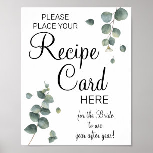 Poster Eucalyptus Recette Cartes signe du jeu de douche d
