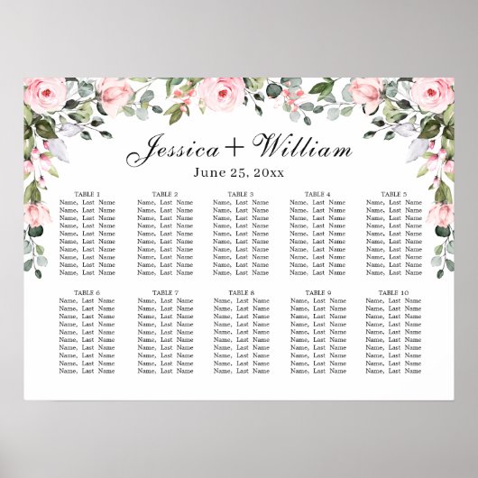 POSTER Eucalyptus Rose 10 tables GRAPHIQUE DE SIÈG (Devant)