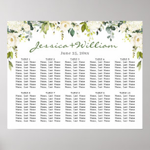 Poster Eucalyptus & Rose 10 Tables Mariage CHART DE SIÈGE