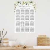 Poster Eucalyptus & Rose 16 Tables Mariage CHART DE SIÈGE (Cuisine)