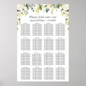 Poster Eucalyptus & Rose 16 Tables Mariage CHART DE SIÈGE (Devant)
