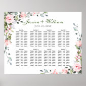 Poster Eucalyptus & Rose 8 Tables Mariage CHART DE SIÈGE (Devant)