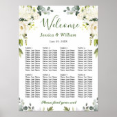 Poster Eucalyptus & Rose 8 Tables Mariage CHART DE SIÈGE (Devant)