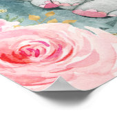 Poster Eucalyptus rose or floral Bienvenue (Coin)