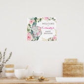 Poster Eucalyptus rose or floral Bienvenue (Cuisine)