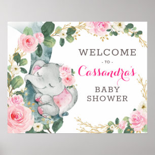 Poster Eucalyptus rose or floral Bienvenue