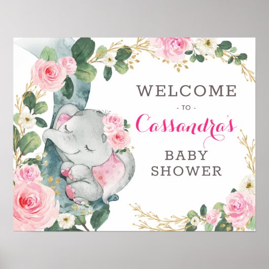Poster Eucalyptus rose or floral Bienvenue (Devant)