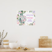 Poster Eucalyptus rose violet floral Bienvenue (Cuisine)