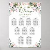 Poster Eucalyptus & Roses 9 Tables Mariage PLAN DE TABLE (Devant)